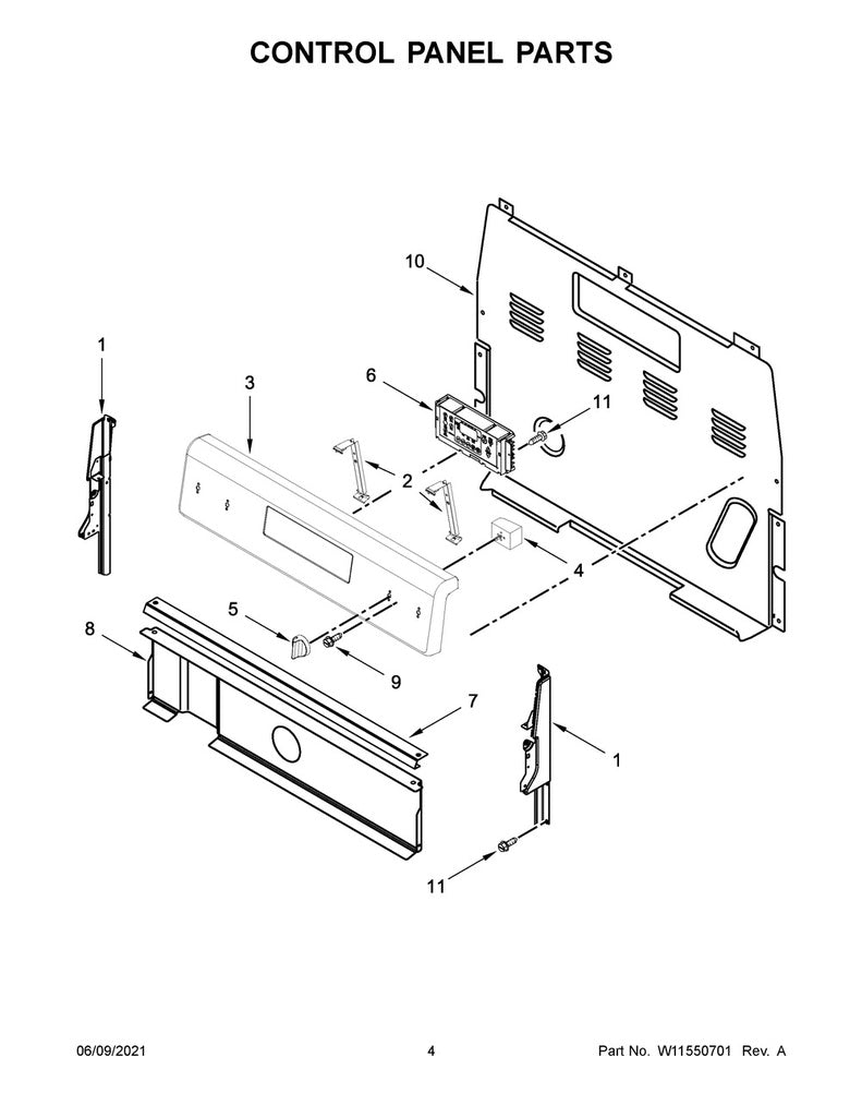 Whirlpool Range, Oven & Cooktop Control Board - W11546660, Replaces: W11038137