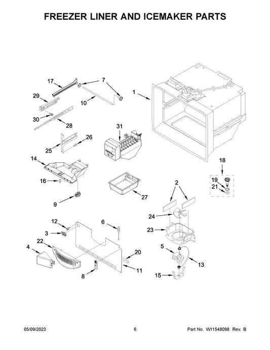 Whirlpool Refrigerator & Freezer Ice Maker Assembly - W11556926, Replaces: W11322152