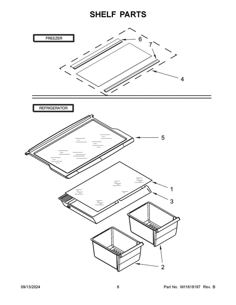 Whirlpool Refrigerator & Freezer Drawer Cover - W11595196, Replaces: 2192250