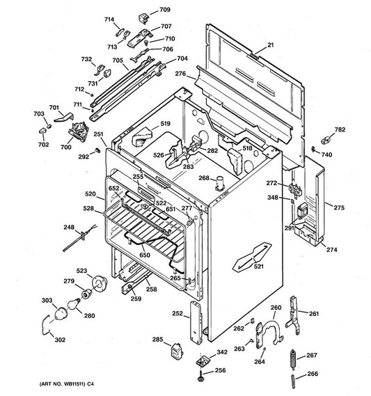 GE Range, Oven & Cooktop Range Insulation Vent Retainer - WG02A00753
