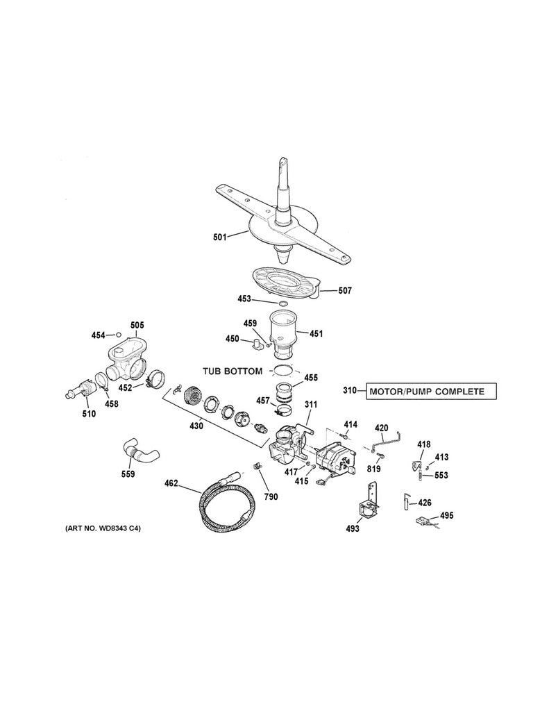 GE Dishwasher Drain Valve Arm - WG02F03617