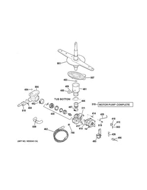 Bras de vanne de vidange pour lave-vaisselle GE - WG02F03617