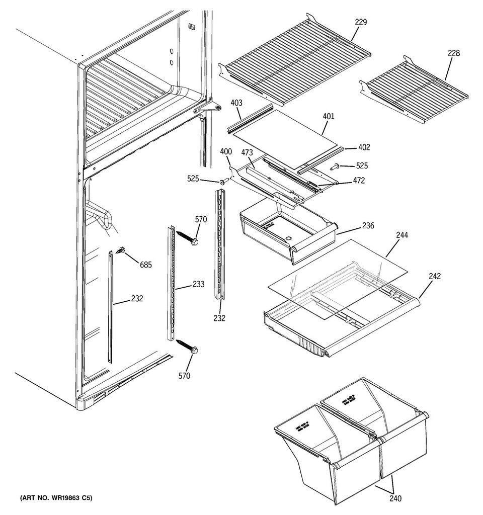 GE Refrigerator & Freezer Refrigerator Pantry Drawer Slide Rail, Right Hand - WG03L01608