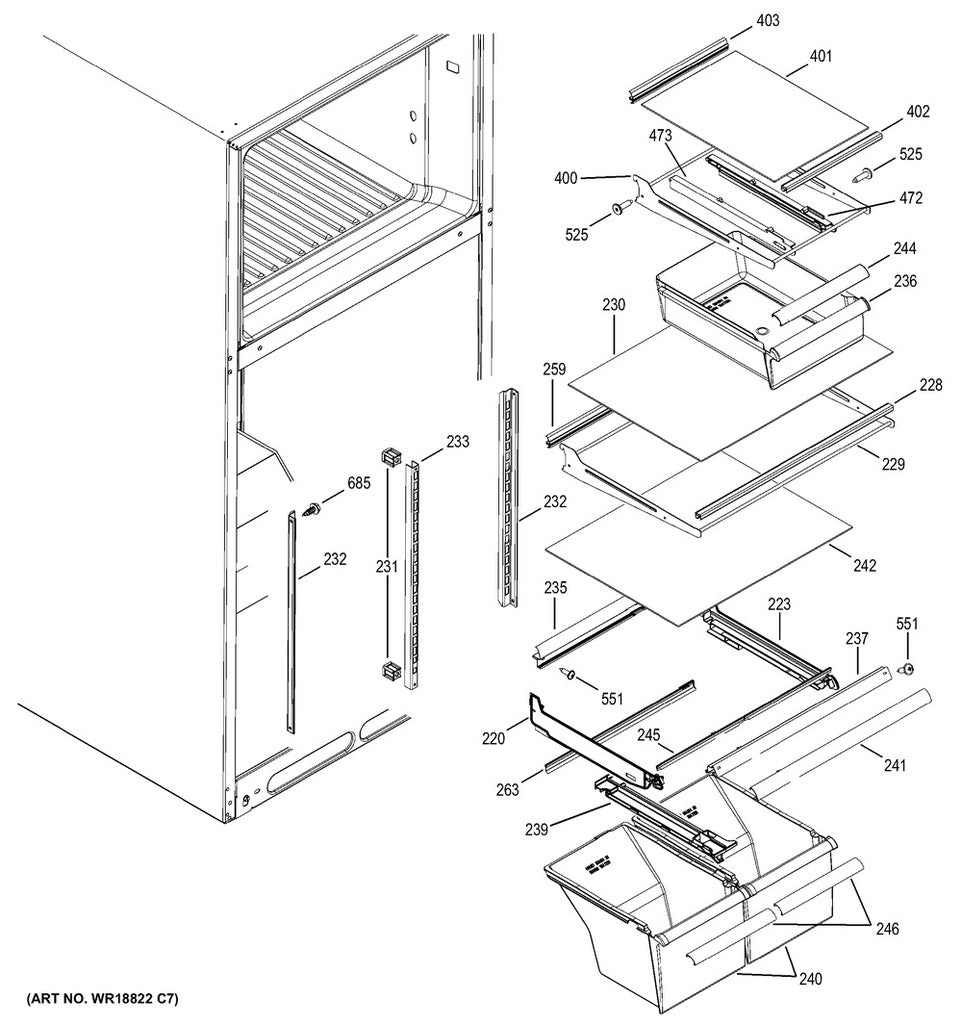 GE Refrigerator & Freezer Refrigerator Crisper Drawer Slide Rail, Left Hand - WG03L01628