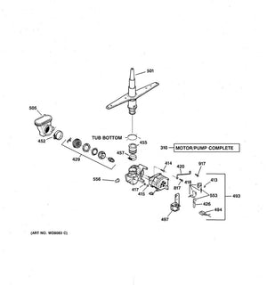 GE Dishwasher Lower Spray Arm & Tower - WG04A00064