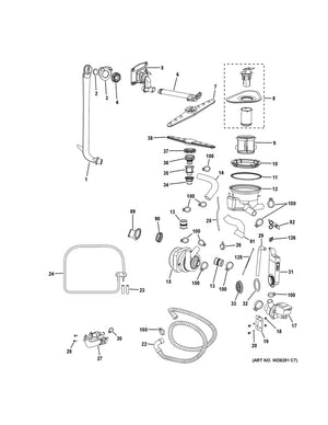 GE Dishwasher Pump Hose with Clamps - WG04A01205