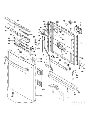 GE Dishwasher Door Panel Retainer Strip, Right Hand - WG04A02180