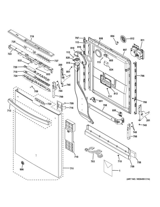 GE Dishwasher Door Panel Retainer Strip, Right Hand - WG04A02180