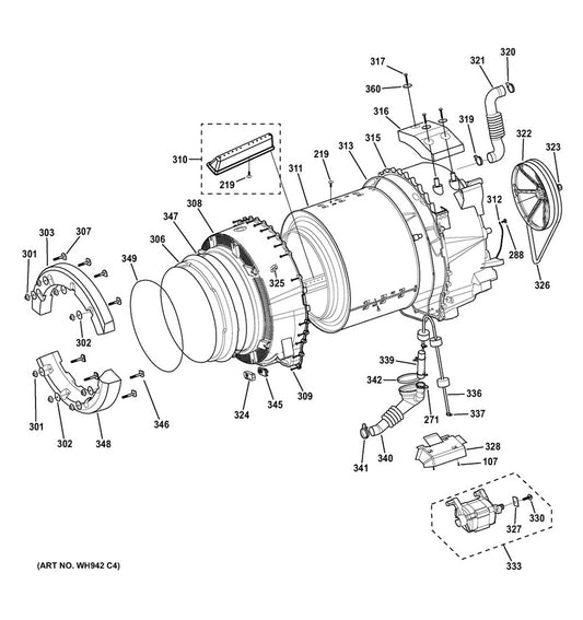 GE Washer Front Load Outer Tub Assembly - WG04F03673