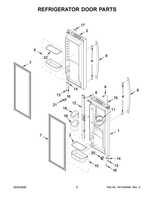 Whirlpool Refrigerator & Freezer Door Mullion (Gray) - WP12722813AP, Replaces: 12722813AP