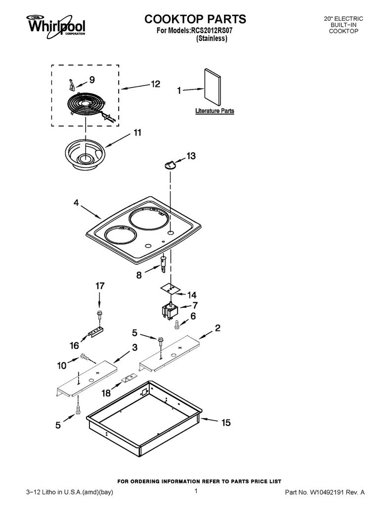 Whirlpool Range, Oven & Cooktop Element Clip (Spring) - WP3195917, Replaces: 3195917