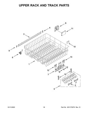 Rail de support du panier supérieur pour lave-vaisselle Whirlpool - WP3385089, remplace la référence : 3385089