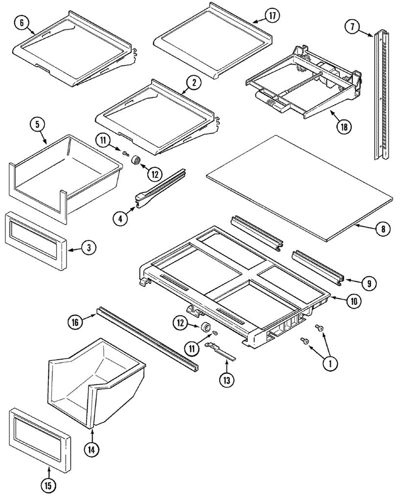 Whirlpool Refrigerator & Freezer Meat Drawer Rail (Right Side) - WP67002191, Replaces: 61002305