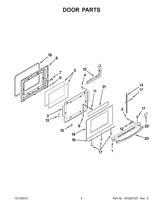 Whirlpool Range, Oven & Cooktop Oven Door Seal - WP7212P043-60, Replaces: 7212P034-60