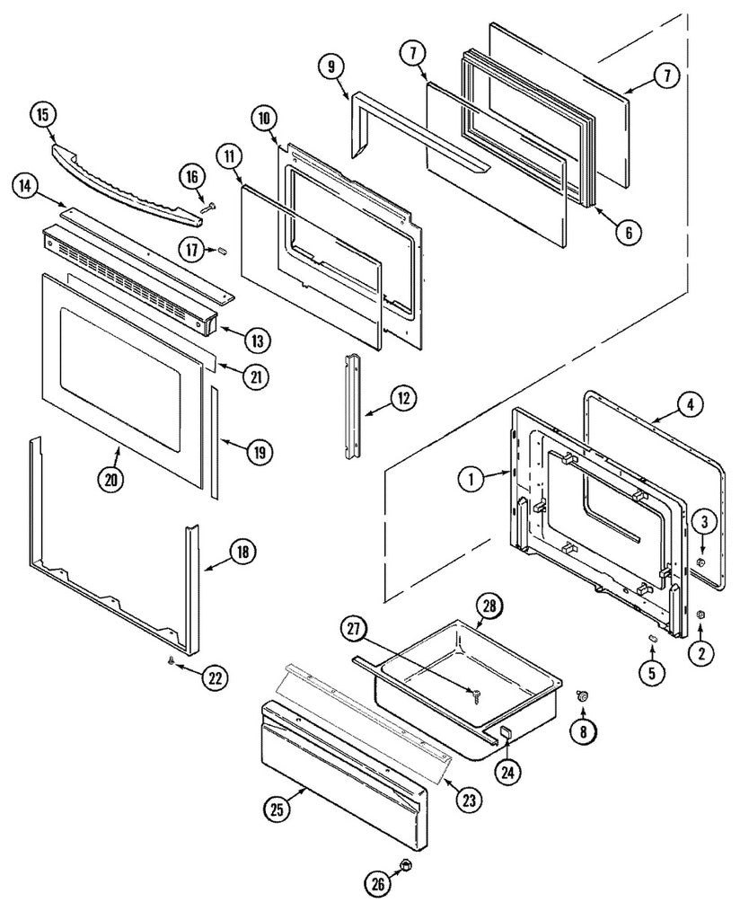 Whirlpool Range, Oven & Cooktop Door Trim (White) - WP74003653, Replaces: 71003504