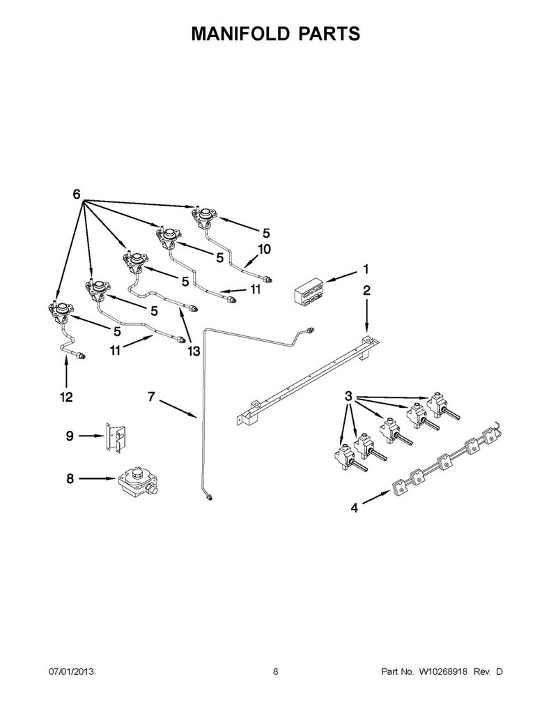 Whirlpool Range, Oven & Cooktop Orifice Holder & Ignitor (5K) - WP7527P023-60, Replaces: 74007392