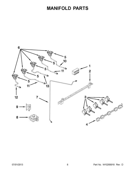 Whirlpool Range, Oven & Cooktop Orifice Holder & Ignitor (5K) - WP7527P023-60, Replaces: 74007392