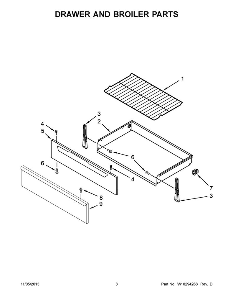 Whirlpool Range, Oven & Cooktop Drawer Glide - WP8053334, Replaces: 3195062