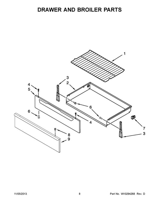 Whirlpool Range, Oven & Cooktop Drawer Glide - WP8053334, Replaces: 3195062
