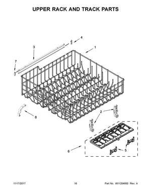 Roue et support pour panier supérieur de lave-vaisselle Whirlpool - WP8268655, remplace la référence : 8268655