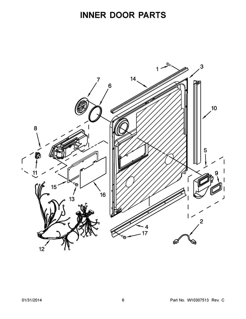 Whirlpool Dishwasher Air Inlet & Seal - WP8268937, Replaces: 8268937