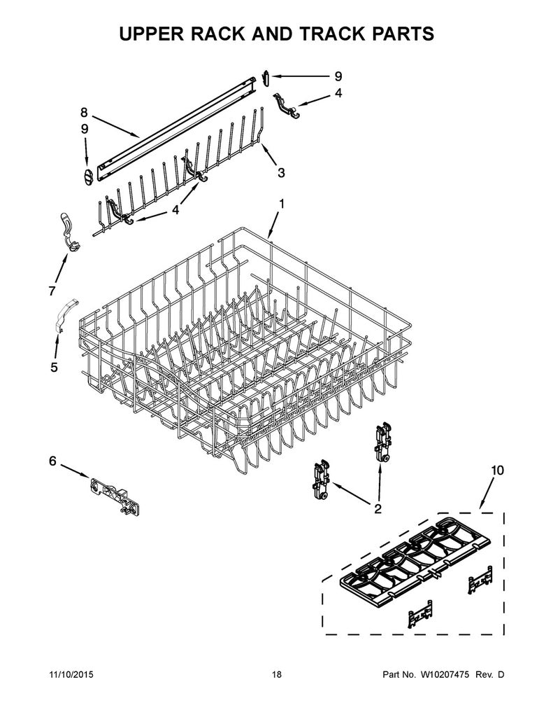 Whirlpool Dishwasher Tine Pivot Clip - WP8539190, Replaces: 8539190