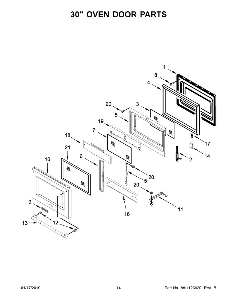 Whirlpool Range, Oven & Cooktop Inner Oven Door Glass - WP9759225, Replaces: 9759225