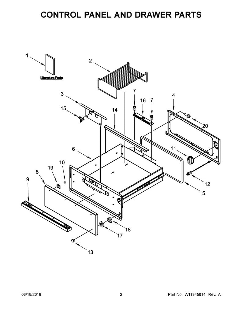 Whirlpool Range, Oven & Cooktop Warming Drawer Assembly - WP9763646, Replaces: 9763646