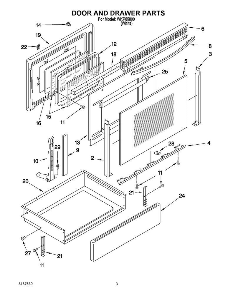 Whirlpool Range, Oven & Cooktop Door Glass - WP9781654, Replaces: 9781654