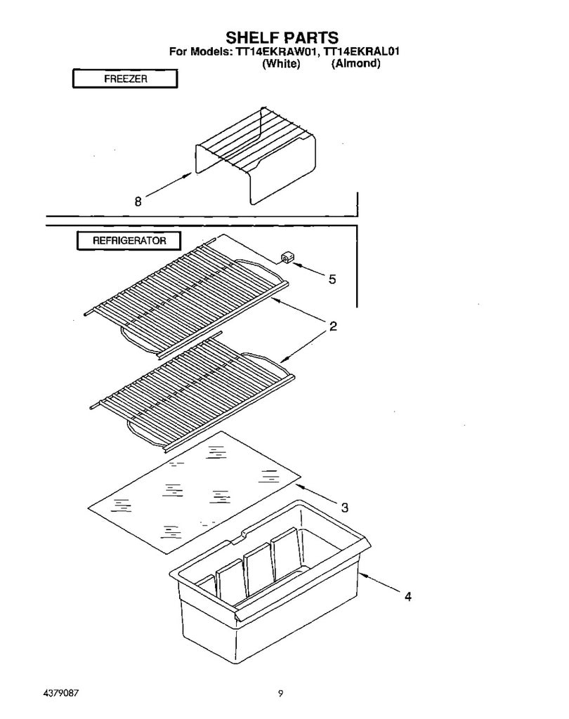 Whirlpool Refrigerator & Freezer Glass Shelf - WP9791659, Replaces: 2264829
