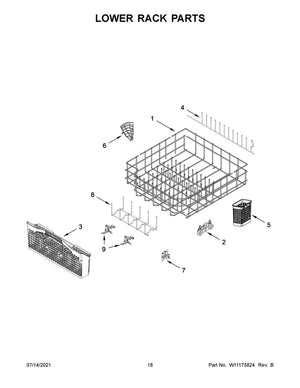 Clip de fixation de la rangée de picots pour lave-vaisselle Whirlpool - WPW10078215, remplace : W10078215