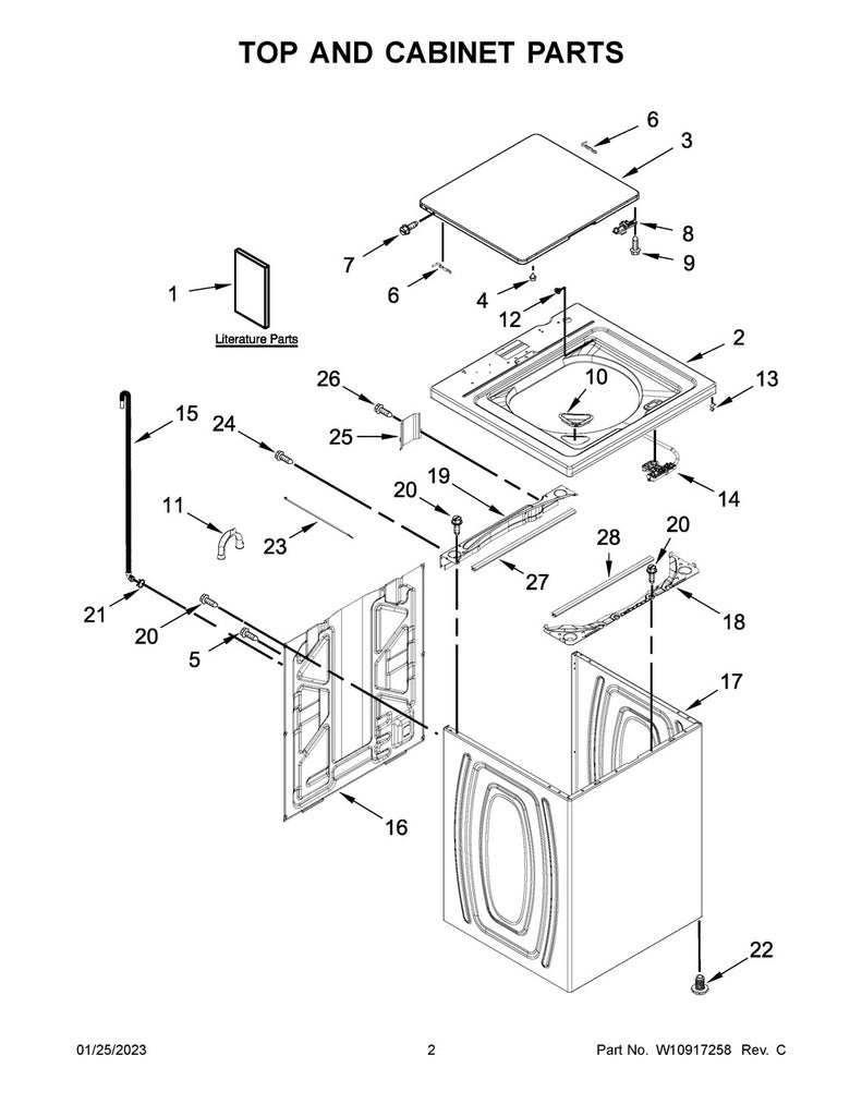 Whirlpool Washer Lid Hinge Screw - WPW10119828, Replaces: 18724