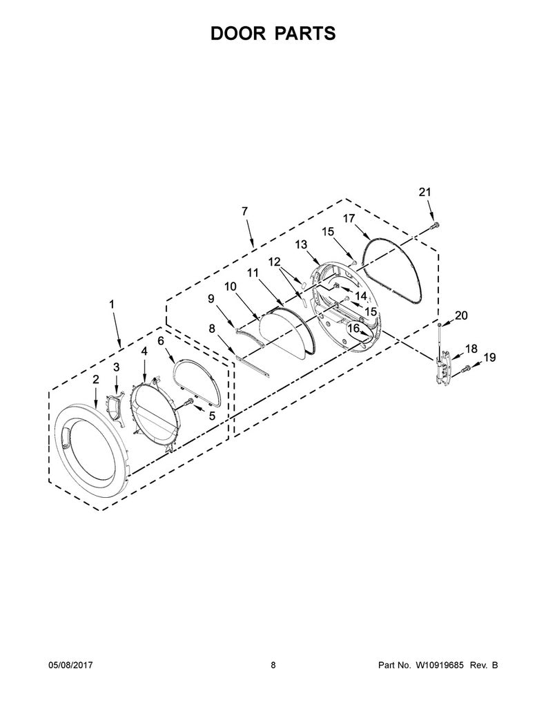 Whirlpool Dryer Door Seal - WPW10163915, Replaces: W10163915