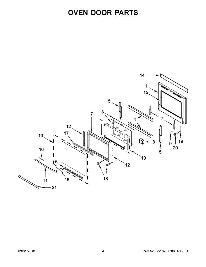 Whirlpool Range, Oven & Cooktop Inner Door Glass - WPW10176100