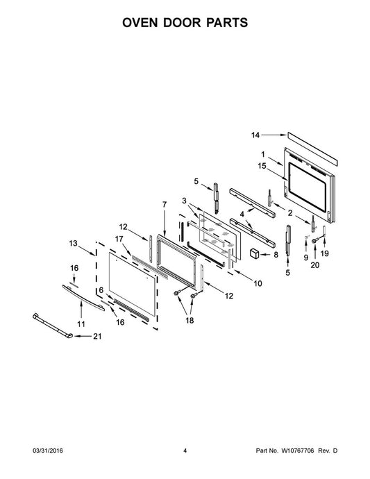Whirlpool Range, Oven & Cooktop Inner Door Glass - WPW10176100