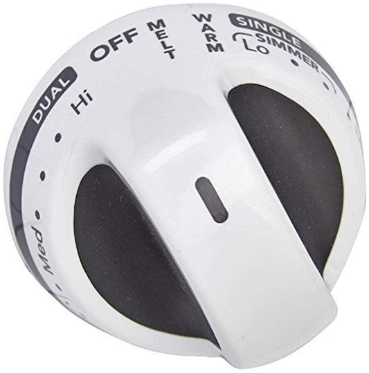 Whirlpool Range, Oven & Cooktop Burner Control Knob (White/Gray) - WPW10193253, Replaces: 9762764WH