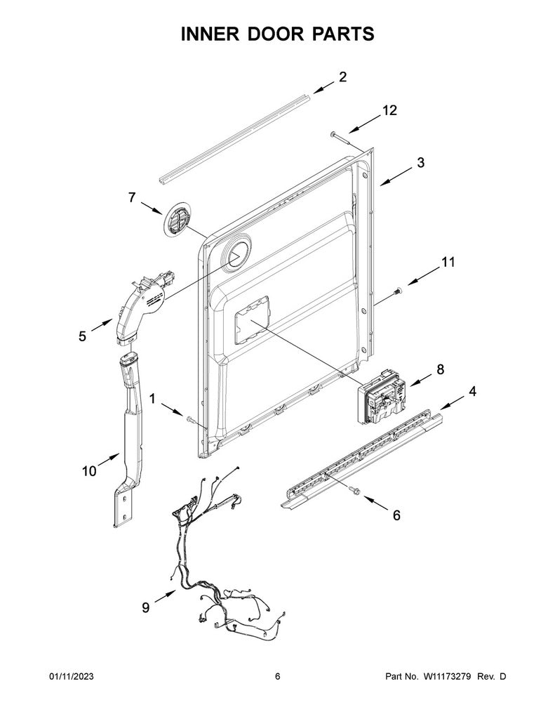 Whirlpool Dishwasher Door Vent Bezel - WPW10195032, Replaces: W10195032