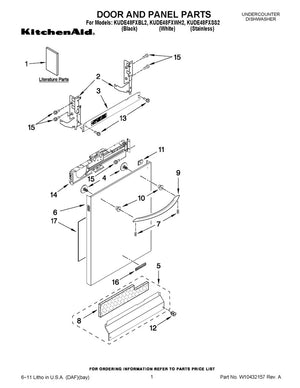 Panneau de porte avant pour lave-vaisselle Whirlpool (acier inoxydable) - WPW10195870, remplace : W10195870