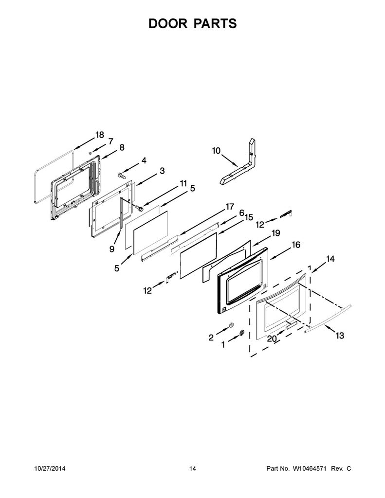 Whirlpool Range, Oven & Cooktop Range Outer Oven Door Panel & Glass, Stainless - WPW10235390