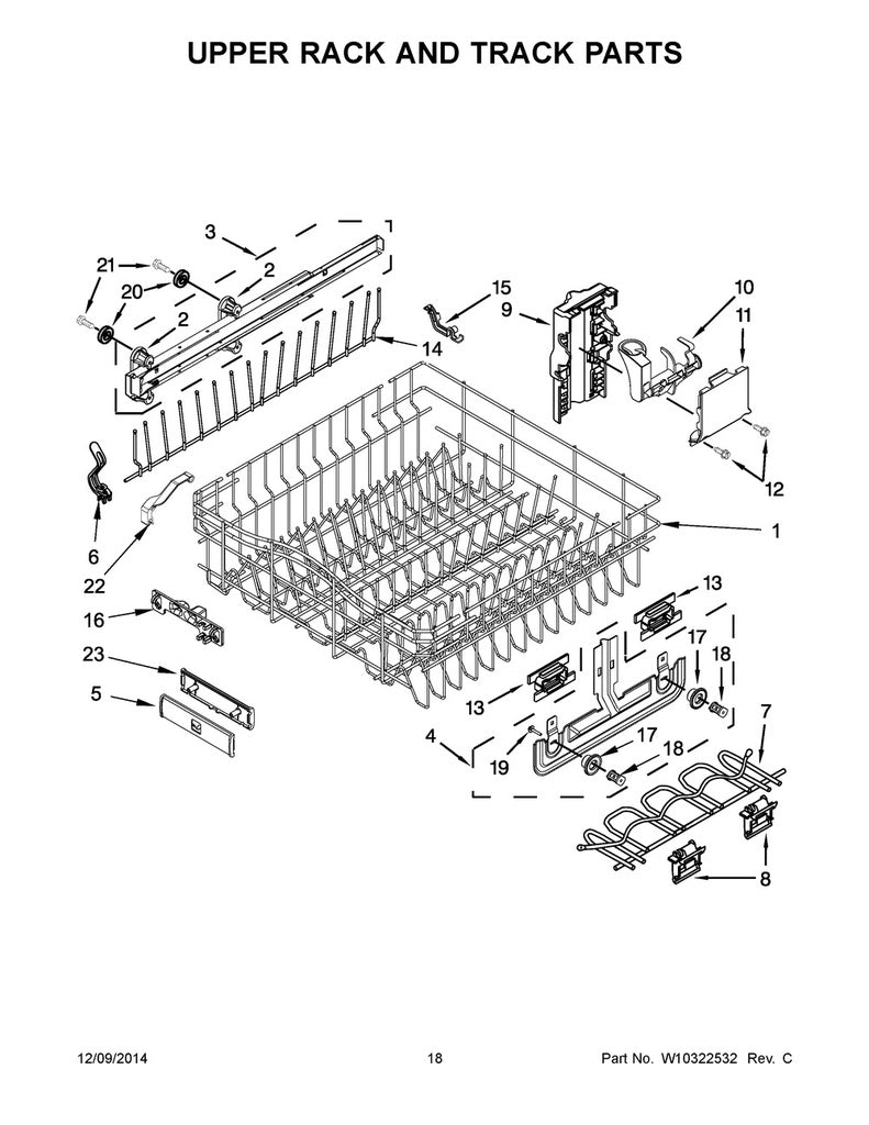 Whirlpool Dishwasher Rack Support Rail Assembly - WPW10247512