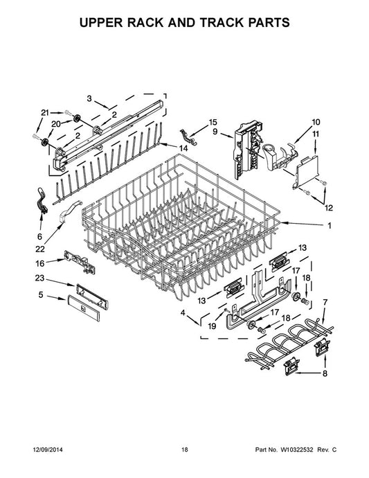 Whirlpool Dishwasher Rack Support Rail Assembly - WPW10247512