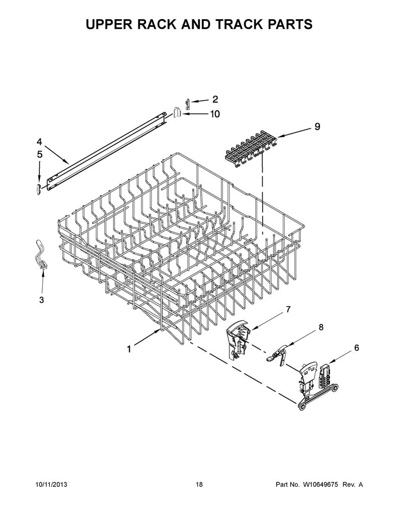 Whirlpool Dishwasher Dishrack Adjuster (Right) - WPW10251051, Replaces: W10251051