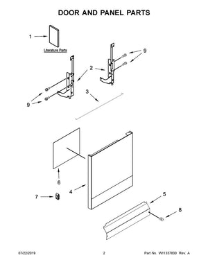 Panneau de porte extérieur pour lave-vaisselle Whirlpool (blanc) - WPW10274896, remplace : W10274896