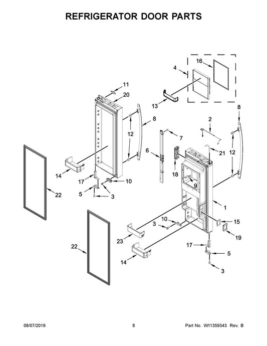 Whirlpool Refrigerator & Freezer Door Handle - WPW10298244, Replaces: W10237393