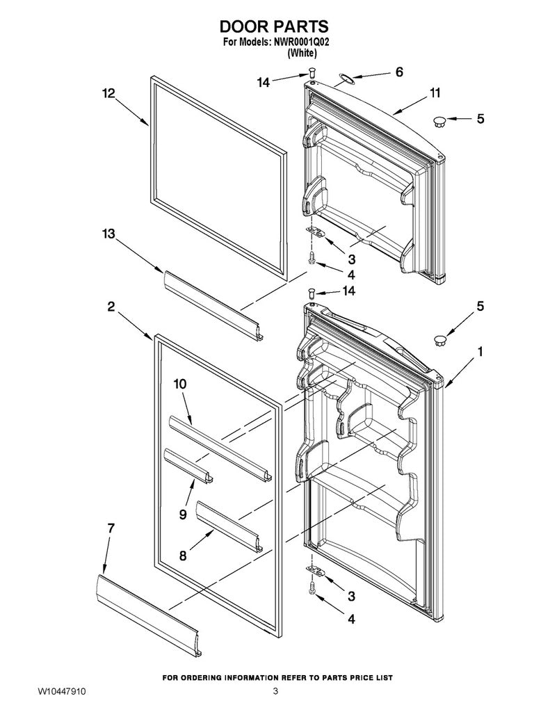 Whirlpool Refrigerator & Freezer Door Shelf Trim (Bottom) - WPW10304909, Replaces: 2219143