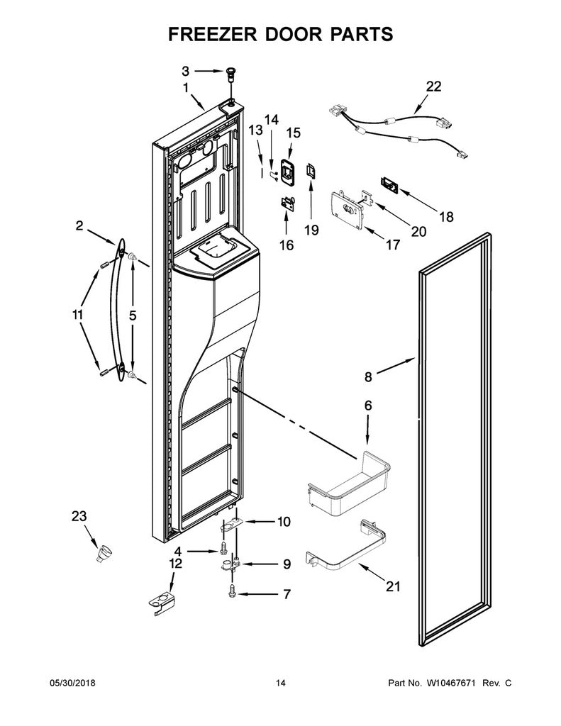 Whirlpool Refrigerator & Freezer Door Handle (Stainless) - WPW10314517K, Replaces: W10119644