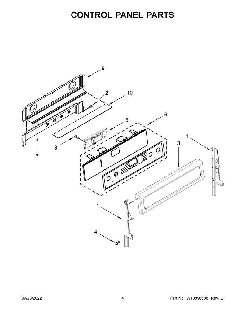 Whirlpool Range, Oven & Cooktop Control Panel (White) - WPW10318552, Replaces: W10318552