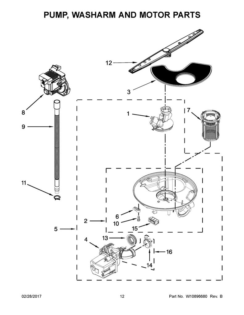 Whirlpool Dishwasher Lower Spray Arm - WPW10340527, Replaces: W10340527