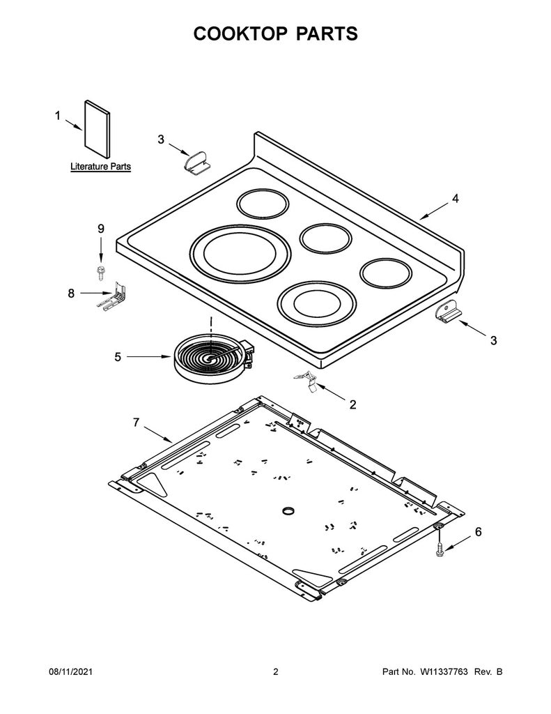 Whirlpool Range, Oven & Cooktop Radiant Surface Element - WPW10342780, Replaces: W10342780