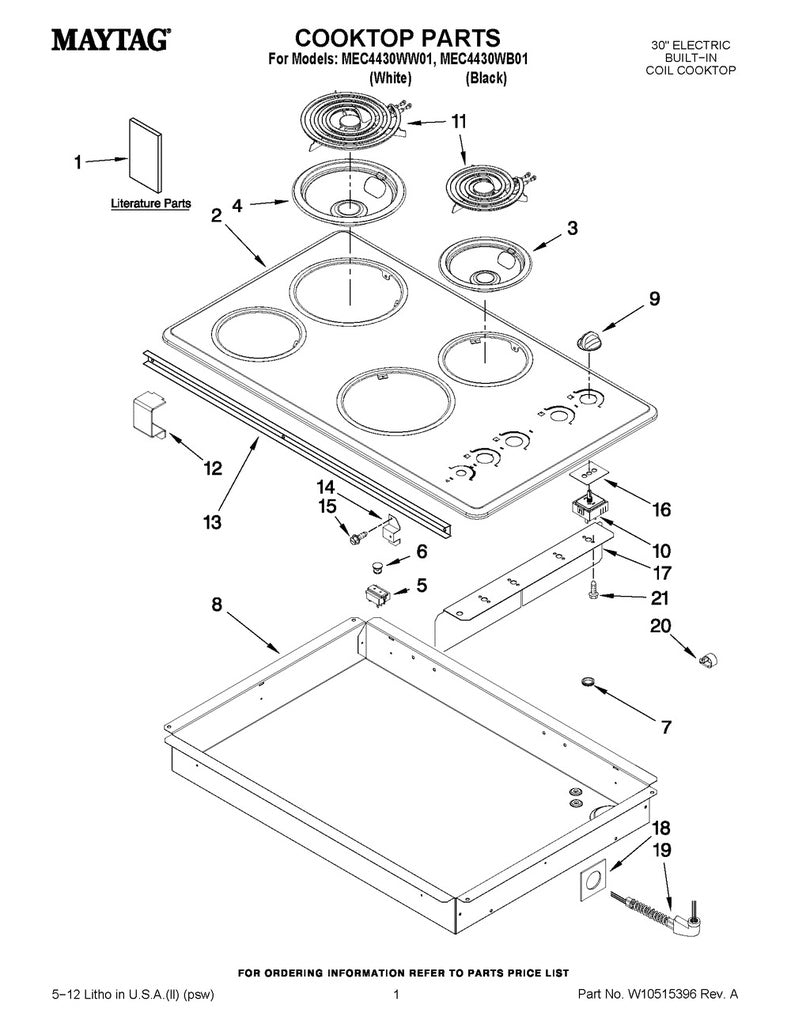 Whirlpool Range, Oven & Cooktop 8" Surface Element - WPW10345410, Replaces: 74007156
